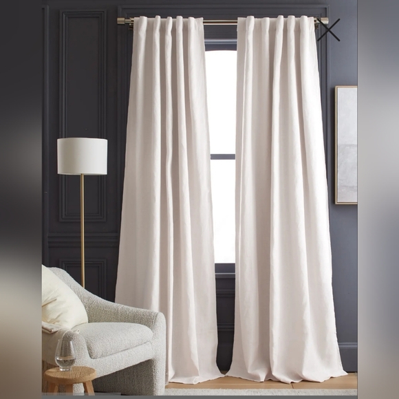 NWOT! Quince Tex. Linen White Blackout Curtains Set Of 2 Panels! 48